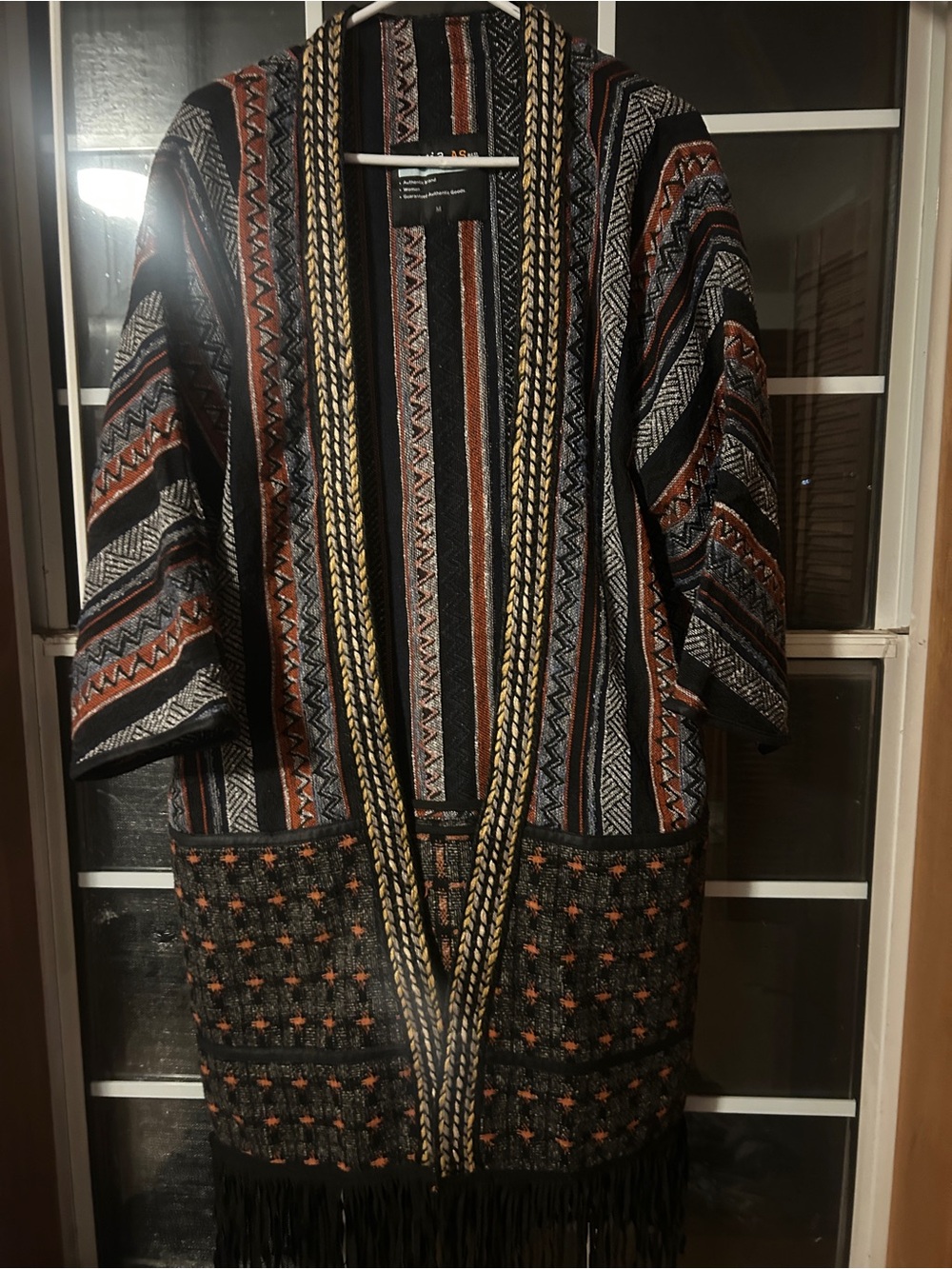 Aporia.AS Striped Boho Cardigan - Black, Rust & Cream